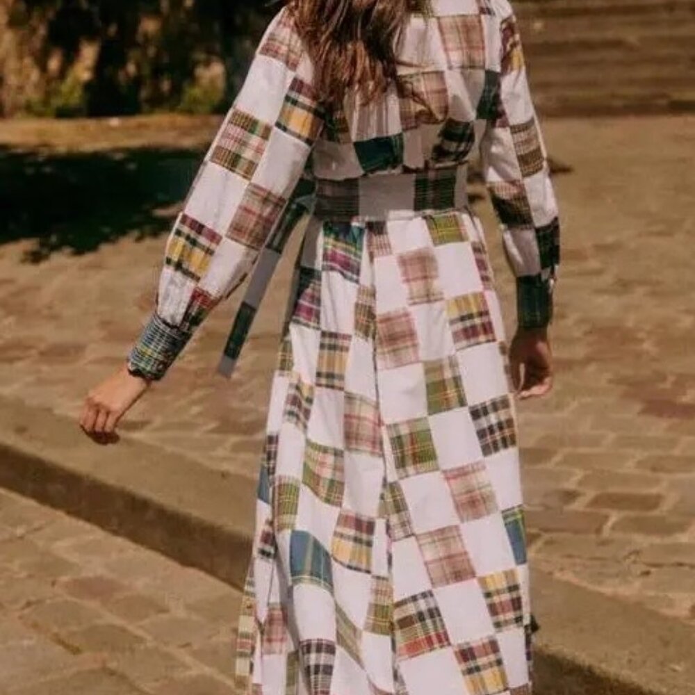 🩷 Sézane Robe Loisa Patchwork Button Up Belted Maxi Dress 🩷 - Picture 2 of 9